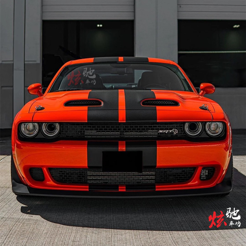 适用道奇款挑战者srt改装贴纸 地狱猫平衡线装饰引擎盖个性拉花