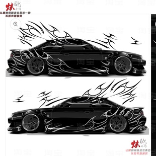 GTR花体字车贴拉花C200车贴拉花E200 AMG 奔驰F1 车身改装贴纸