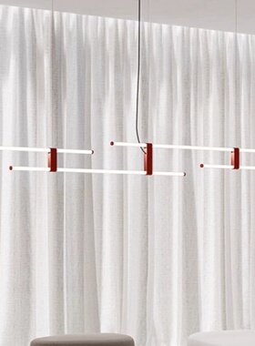 极简餐厅吊灯北欧现代简约酒店前台展厅商铺吧台设计师皮革线条灯