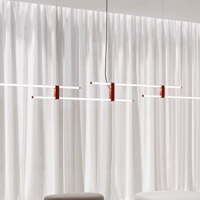 极简餐厅酒店吧台展厅皮革线条灯