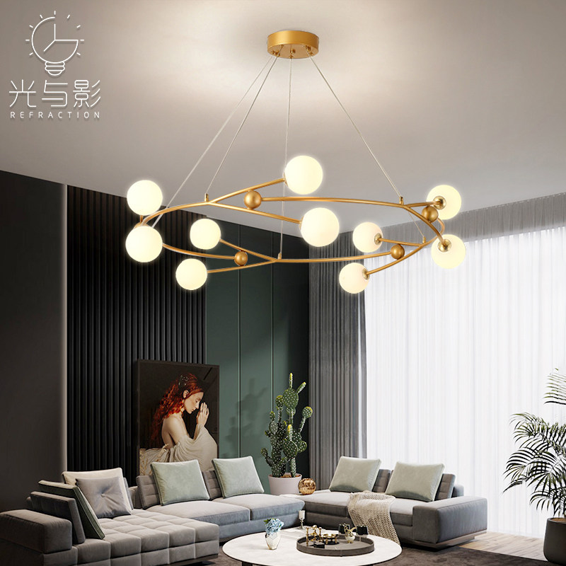 新款客厅吊灯北欧设计师个性创意现代简约餐厅儿童房卧室玻璃吊灯_虎窝淘