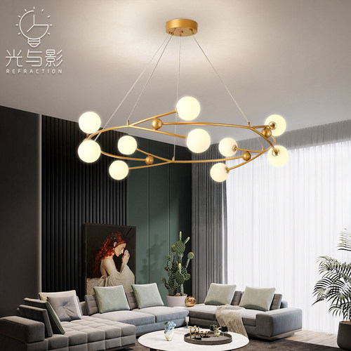 新款设计师客厅卧室北欧玻璃吊灯