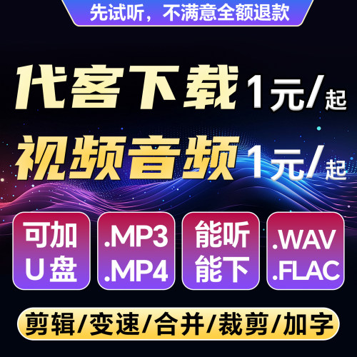 音频视频代下载网页视频提取小程序视频各平台mp4 mp3格式转换U盘