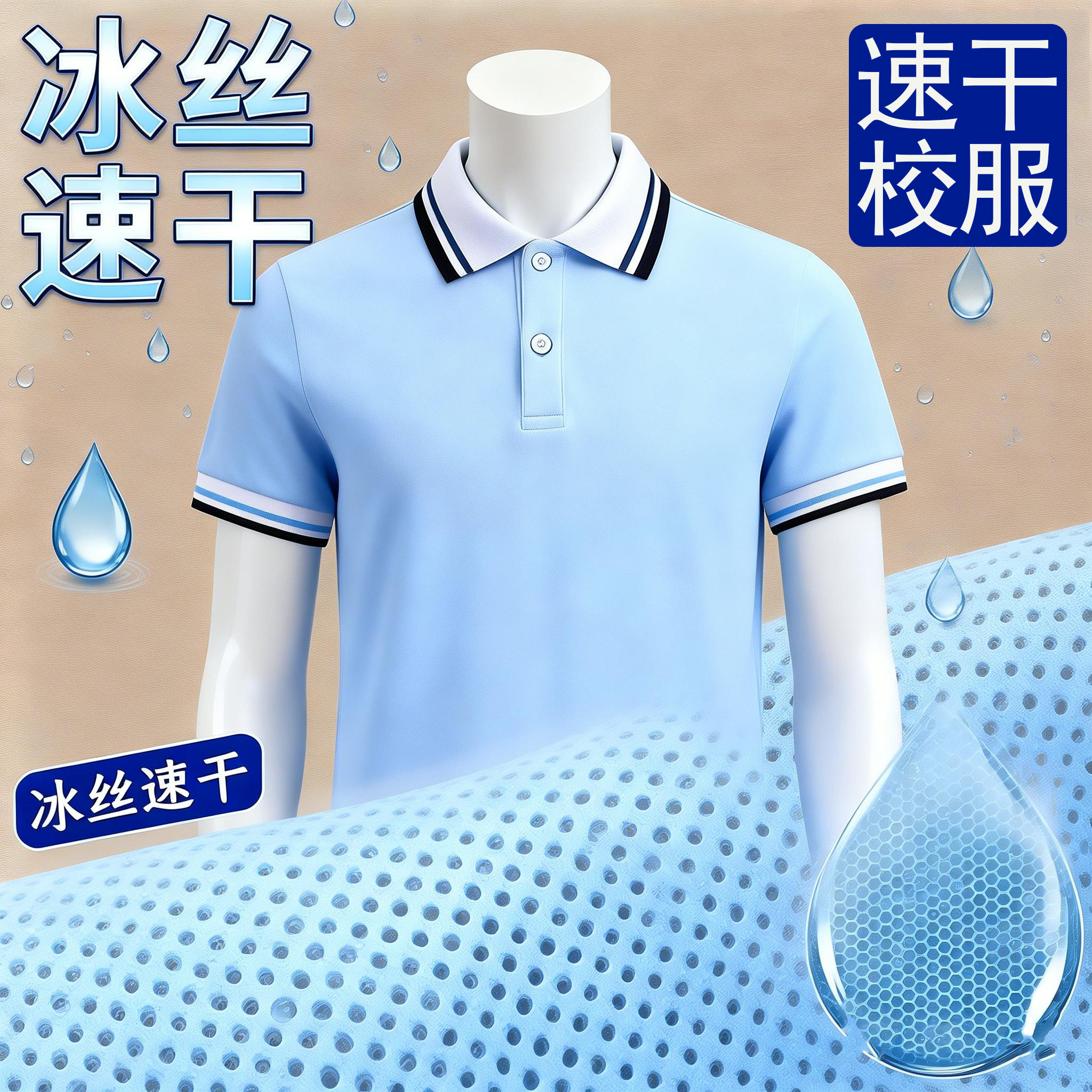 冰丝速干薄款学生校服短袖图片