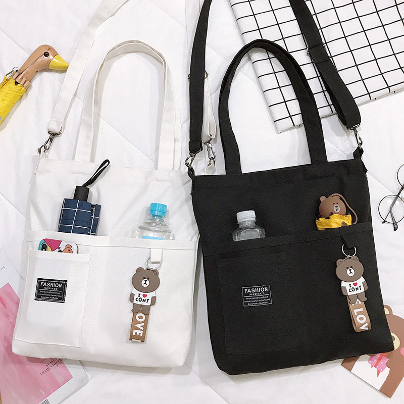 包包女斜挎2024新款帆布包韩版日系百搭ins森系学生上课单肩布袋