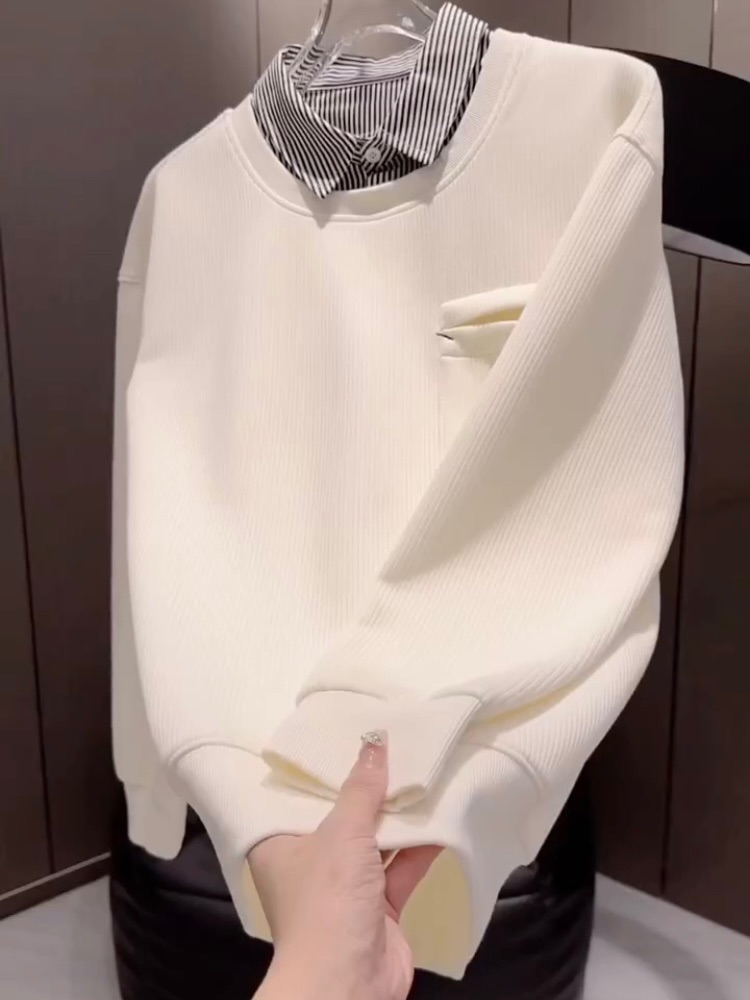 2025冬季新款男士拼接翻领假两件