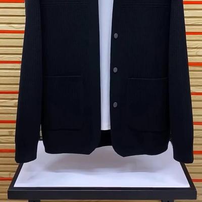 秋季男士翻领针织开衫修身时尚潮