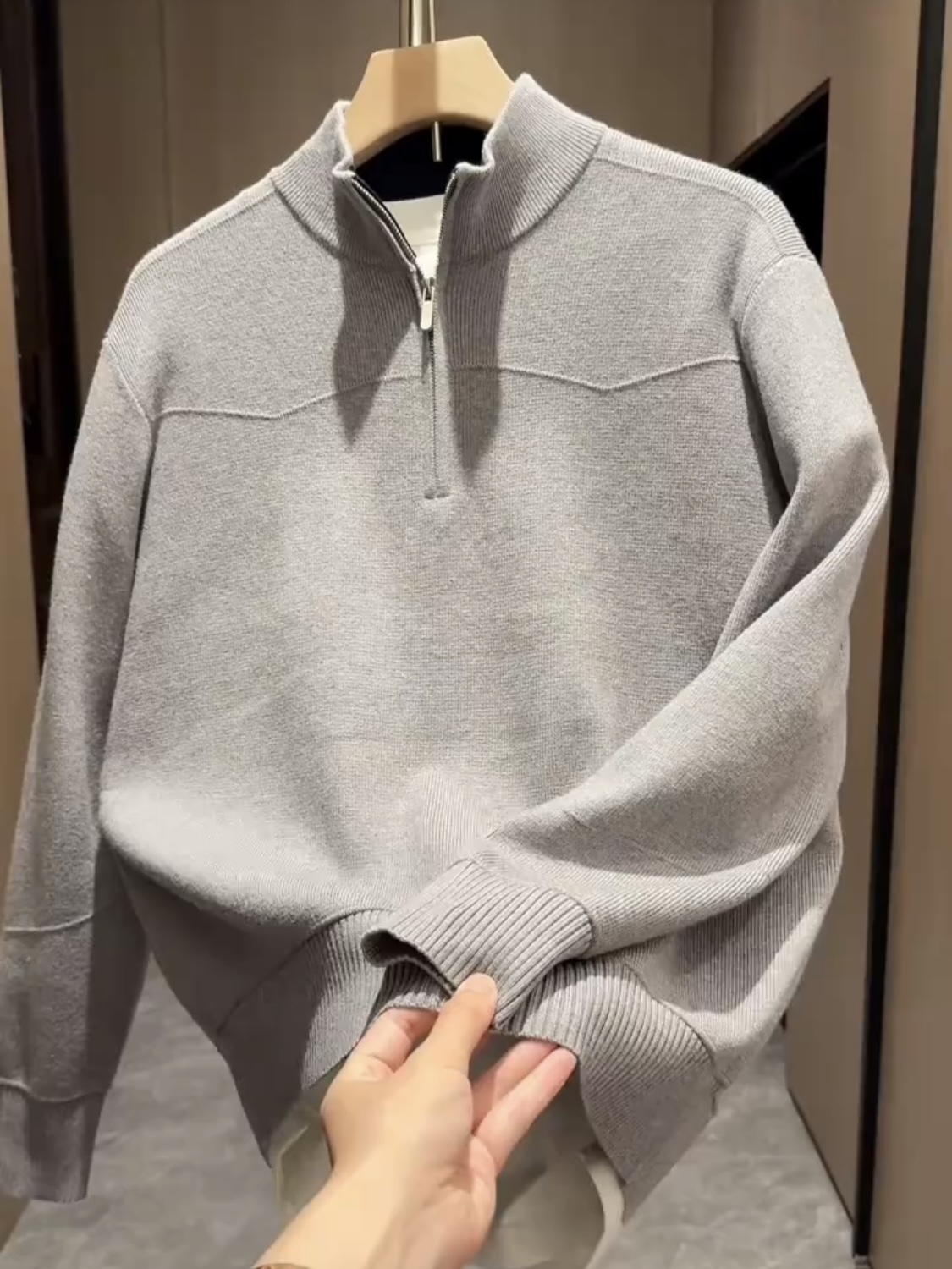 男士秋冬半拉链毛衣2025新款时尚潮流百搭休闲简约流行保暖针织衫