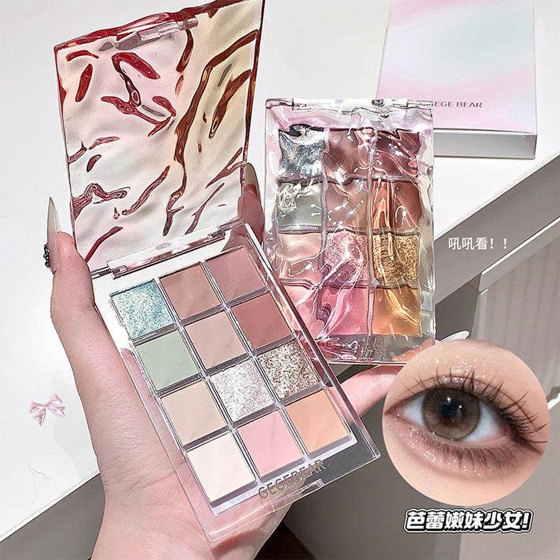 水波漾彩眼影盘日常多色叠涂韩系哑光亮闪自由搭配大地色学生平价