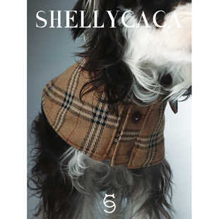 Shellycaca 夏洛克披风 宠物狗狗猫咪秋冬保暖英伦格子围脖披肩