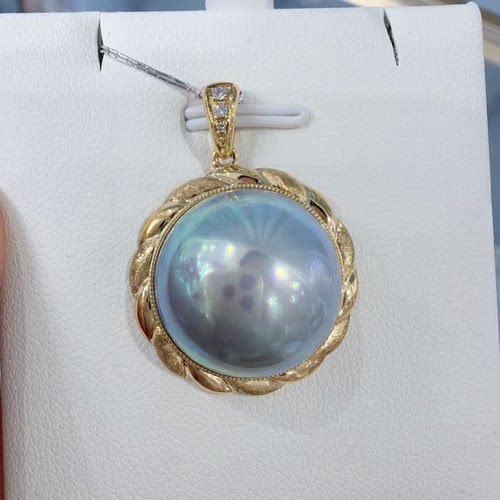 “时来运转”炫彩马贝珍珠吊坠（k黄）17-18mm  2666H00DY