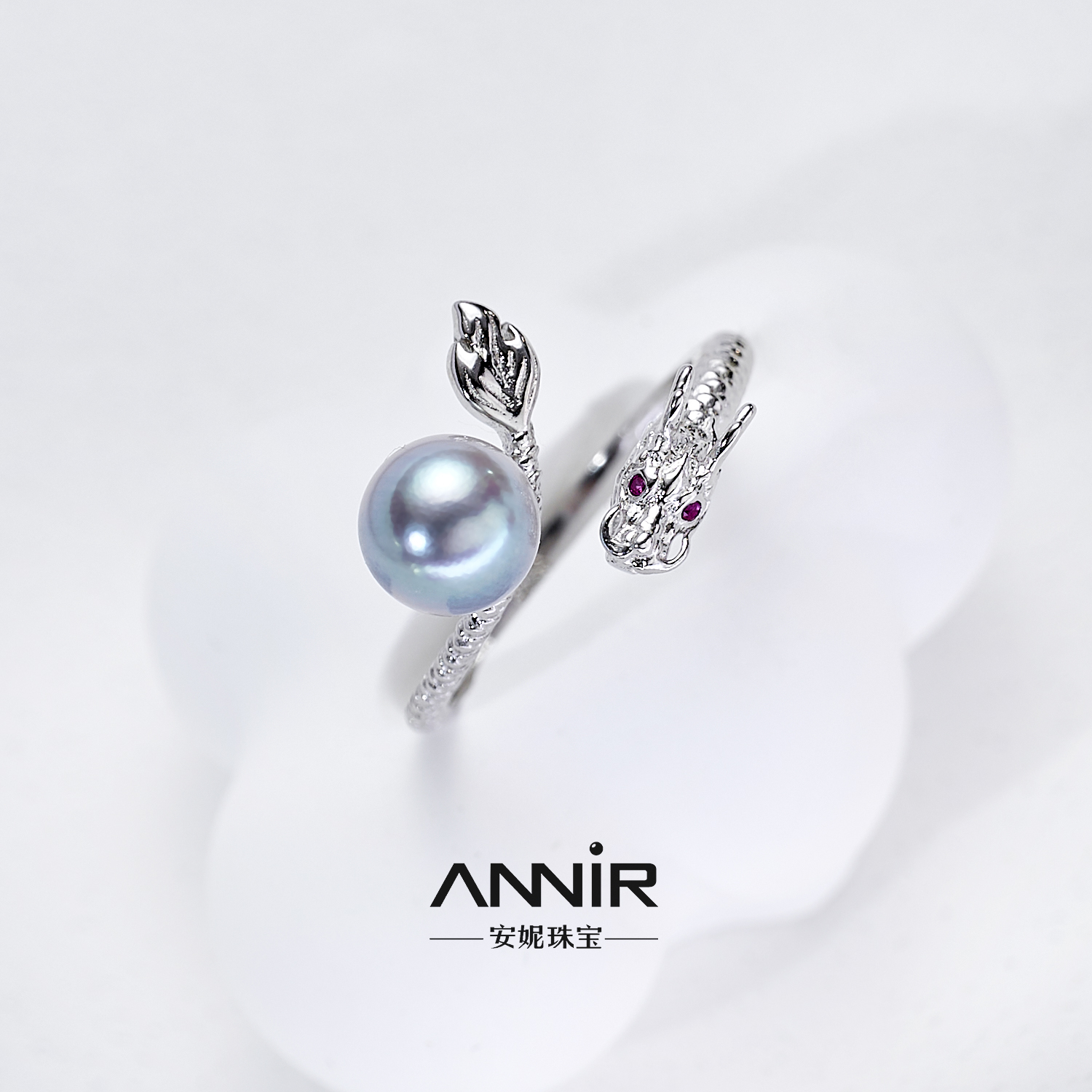 “神龙摆尾”真多麻海水珍珠戒指 7-8mm 1560H00DY