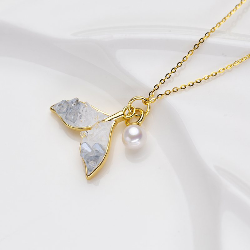 “碎碎冰”美人鱼正圆珍珠吊坠 （含s925银链）5-6mm 2184H00DY