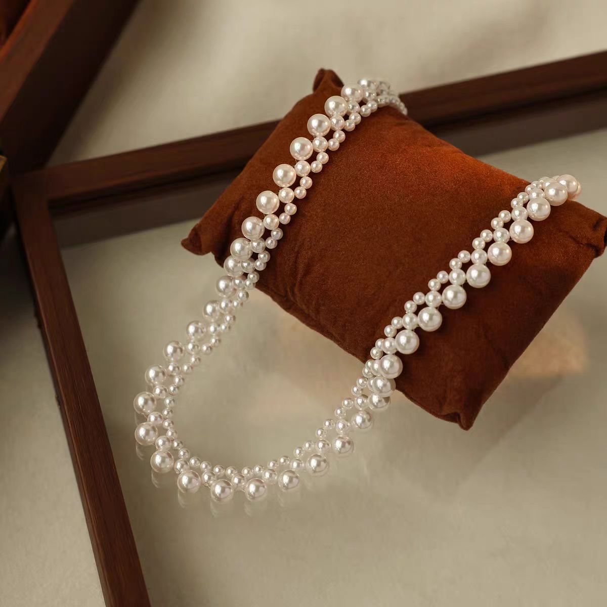 “明星同款”仙女风极光珍珠编织项链 3-7mm 2699H00DY