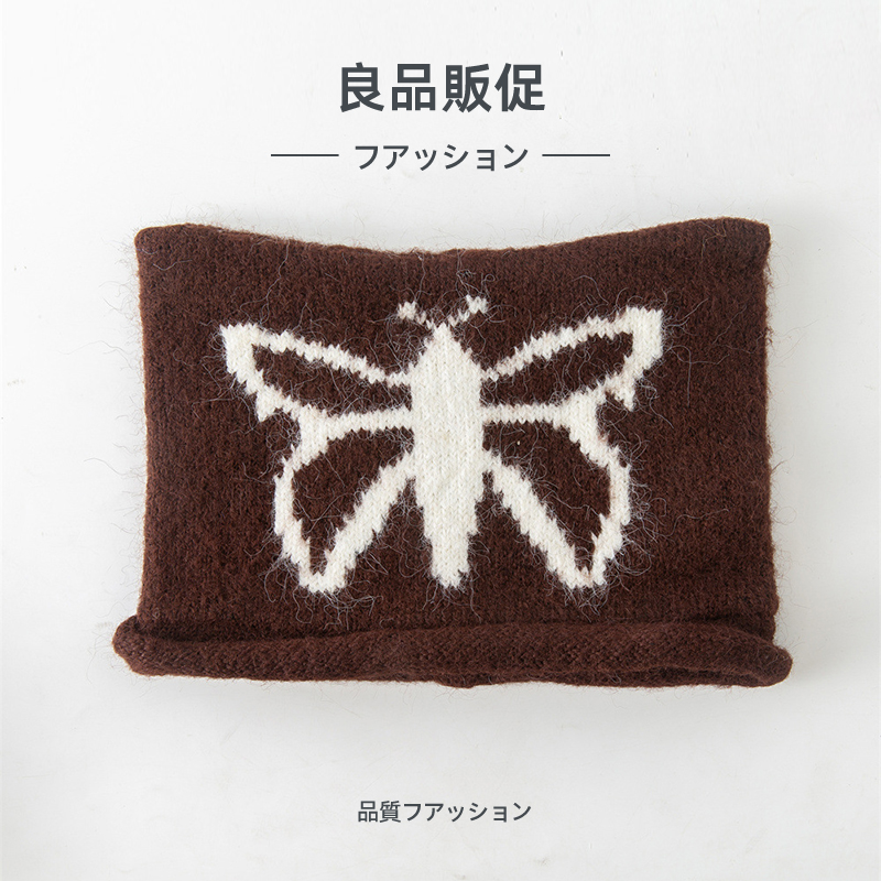 时尚秋冬ins蝴蝶卷边猫耳套头