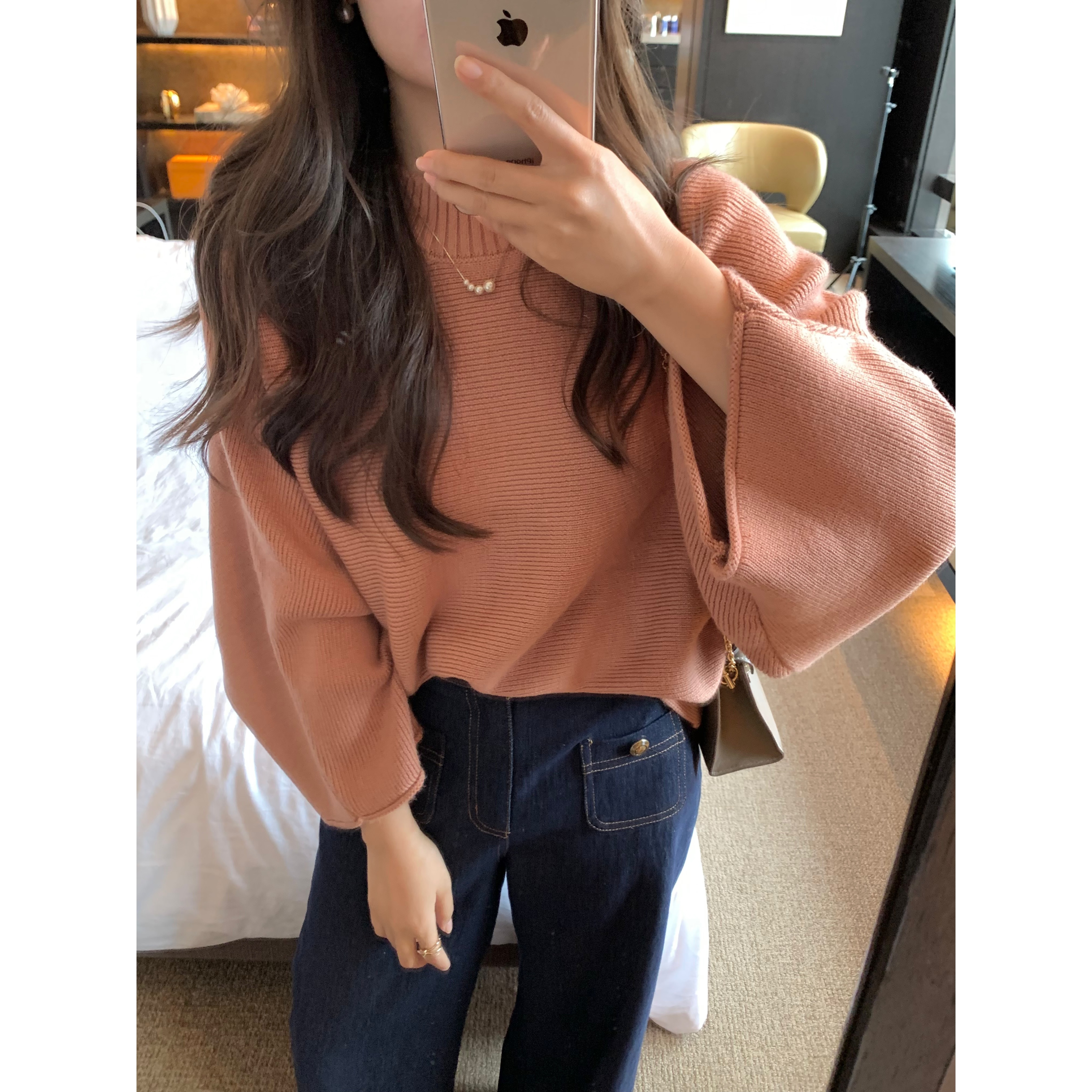 张羞羞蝙蝠袖显瘦羊毛毛衣针织衫