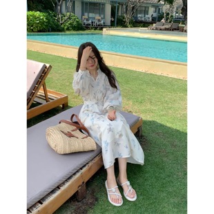張羞羞 不退不換 浪漫溫柔千金感碎花長(zhǎng)袖 煥新清倉 連衣裙