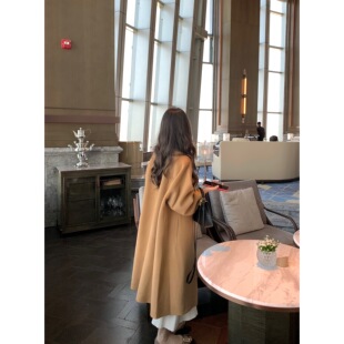 【换季清仓】张羞羞 通勤羊绒长款茧型双面呢大衣外套