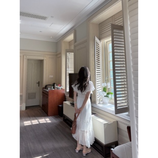 雪纺蕾丝花边无袖 法式 连衣裙长裙 海蒂花园 张羞羞