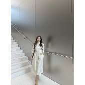 lem 秋季 张羞羞 法式 通勤松弛极简风衣绑带连衣裙外套