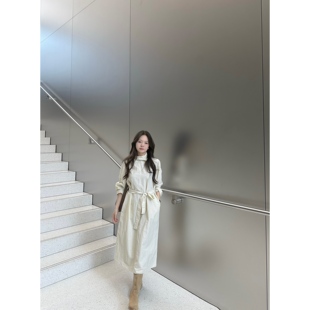 法式 张羞羞 秋季 通勤松弛极简风衣绑带连衣裙外套 lem