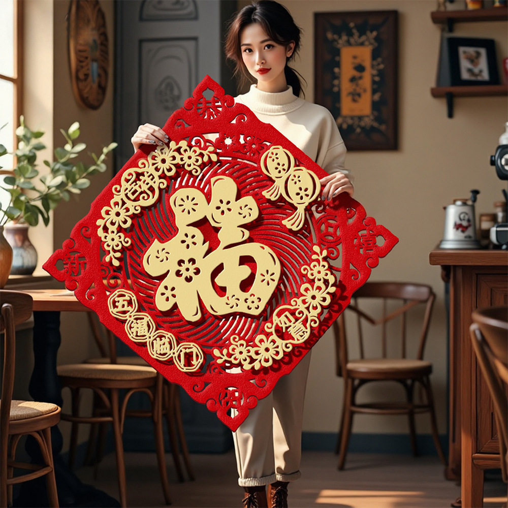 福字门贴2026马年立体毛毡福字入户门春节过年大门新年窗花超大号