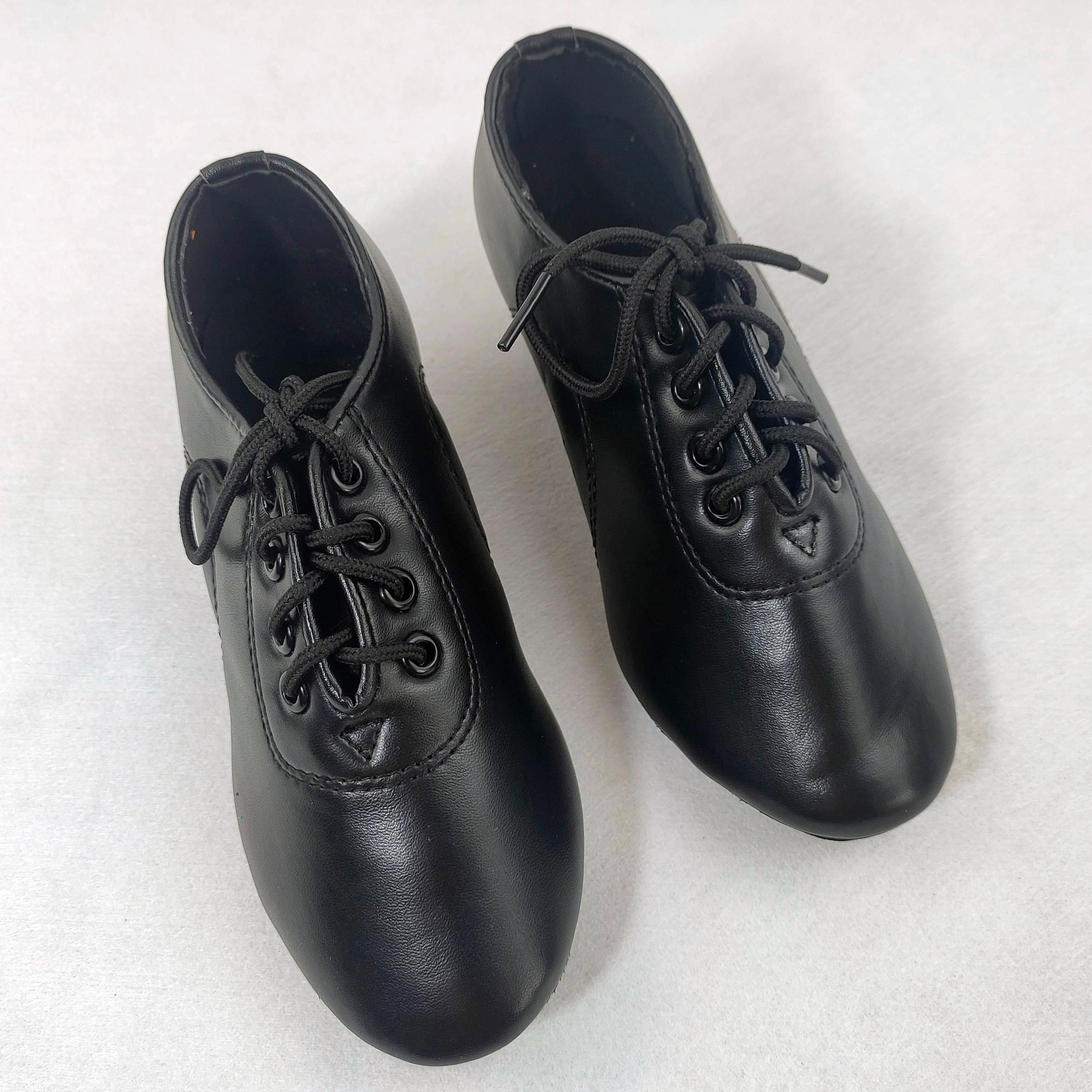 三莎男女同款拉丁舞蹈鞋软底PU跳舞鞋亮黑色系带冬季保暖摩登磨砂