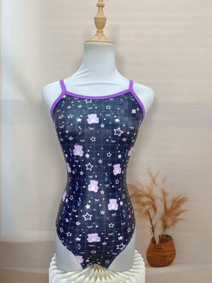 时尚星星熊修身显瘦竞速泳衣（单层不带垫中叉款）