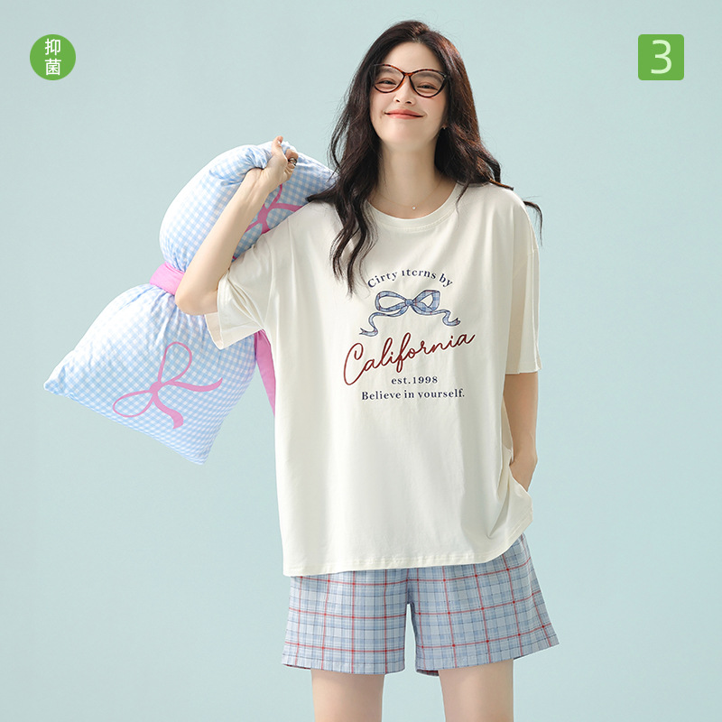【新疆棉】a类拉架棉短袖睡衣女纯棉夏季新款可爱休闲套装家居服