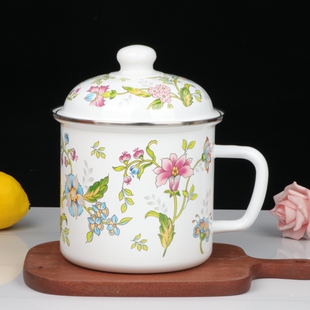 特厚搪瓷餐杯成人打饭缸加深高杯泡面碗老式茶缸子超大凉水杯汤碗