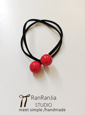 5件包邮 儿童发饰女孩头饰红色系发圈爱心球球扎马尾发绳高弹皮筋