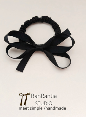 5件包邮 儿童发饰女孩头饰纯黑色蝴蝶结小肠圈橡皮筋发圈学生头绳