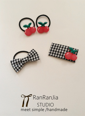 5件包邮 儿童发饰女孩头饰水果发圈红色樱桃高弹力皮筋宝宝扎辫子