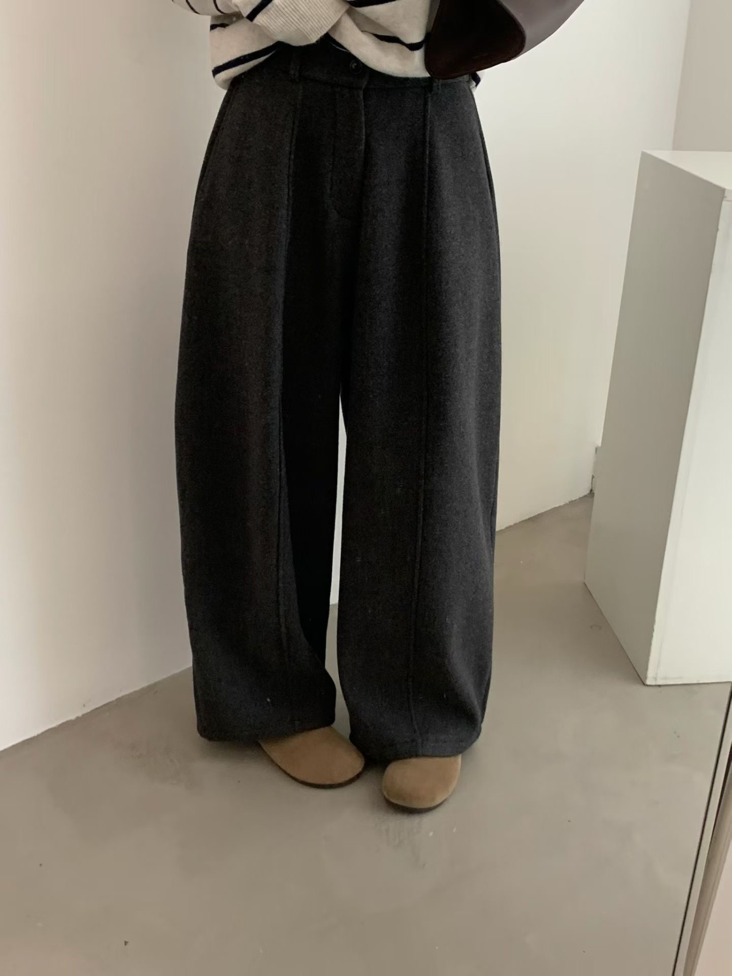 2025新款秋冬韩系实拍加绒加厚羊毛休闲百搭弯刀裤加绒休闲裤女