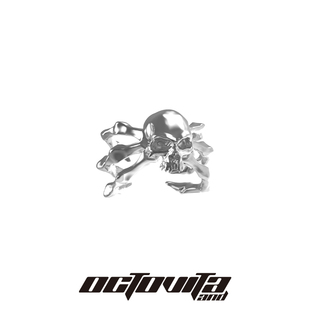 OCTO VITA狩猎蜘蛛 原创设计小众高级朋克风骷髅头镂空抓取开口戒