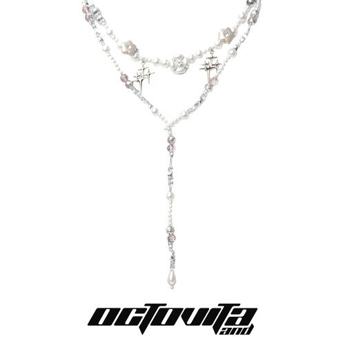 叠戴鸢尾叶项链女款锁骨链