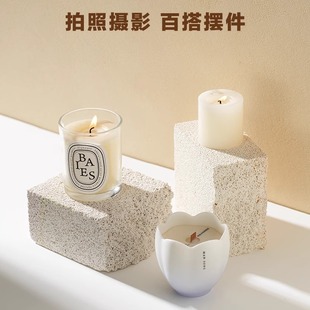 石头摄影道具白色肌理不规则几何体摆件拍照背景小道具 石材陈列