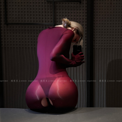 性感火辣全包油亮透视紧身连体衣