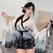 Sense墨影朦胧性感水墨古风睡袍透视柔纱纯欲汉服性感起居服儒服