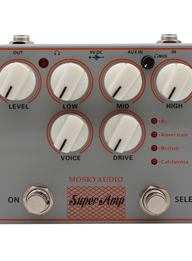 MOSKYaudio SUPER AMP 箱体模拟效果器 四合一带DI+耳机+AUX IN