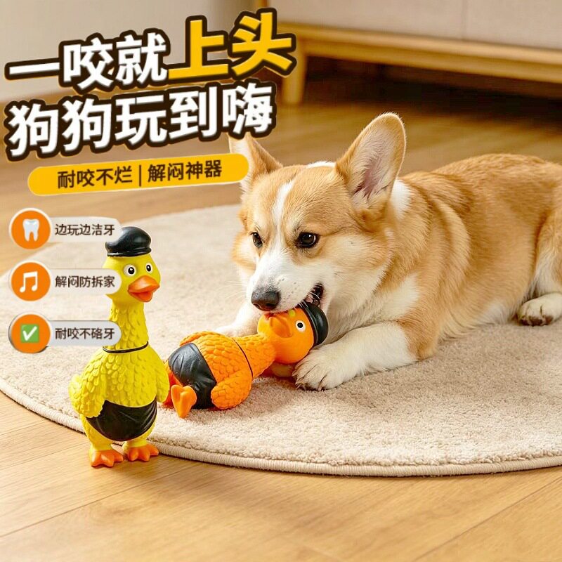 新款跨境宠物玩具肚皮鸭乳胶狗狗发声玩具耐磨耐咬磨牙解闷惨叫鸡