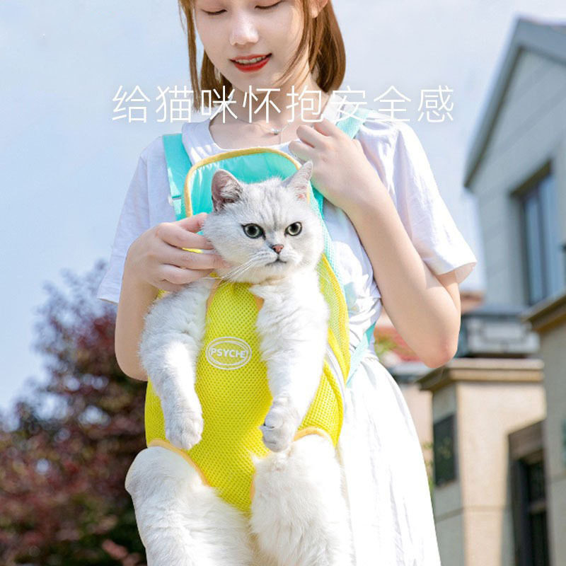 春夏季拼色宠物胸前包透气外出猫包四季通用小狗狗便携式出行背包