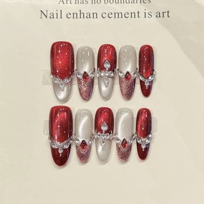 【花轿新娘】轻奢ins风红猫眼假