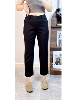 颖焱2916春加大码烟管裤 韩版百搭弹力显瘦小个子九分直筒裤