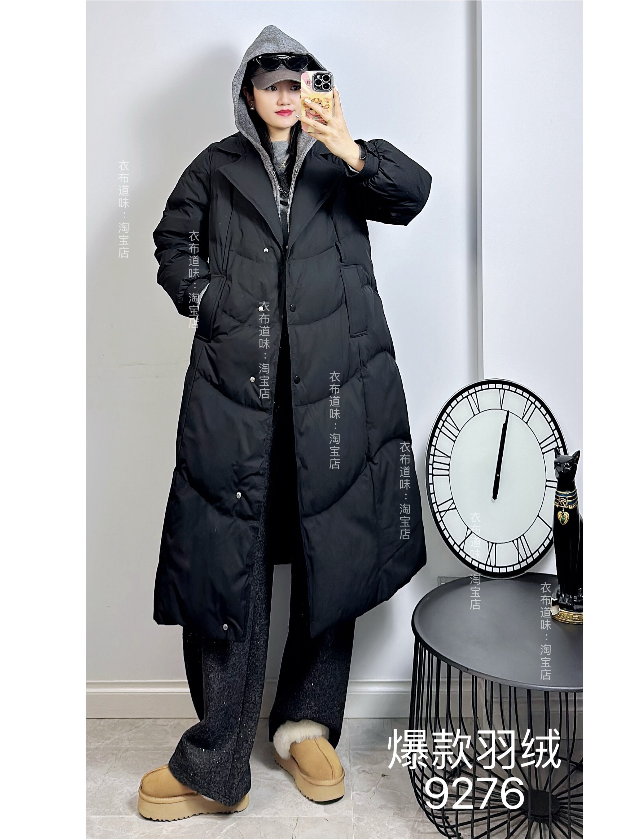 妃儿红9276冬加大码羽绒服女 过膝中长款加厚抗寒保暖真两件外套