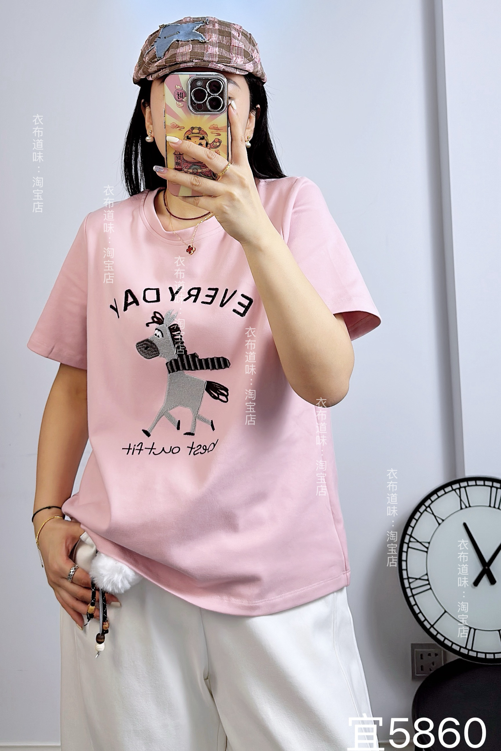 宜语析5860冬季加大码磨毛卫衣 韩版刺绣修身显瘦时尚减龄短袖T恤