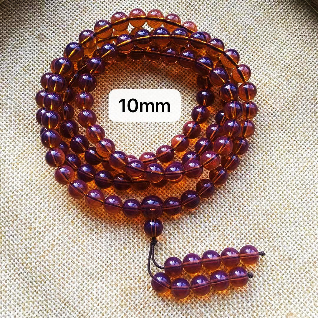 缅甸茶珀净水手串108颗手链变色紫罗兰毛衣链单圈念珠男女款佛珠