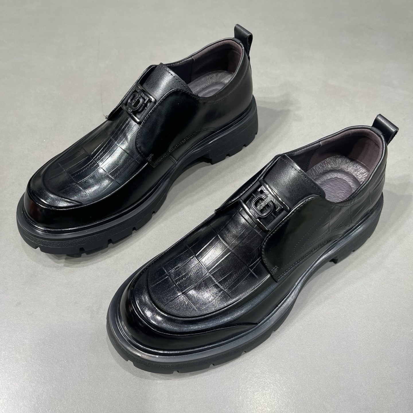 有范男鞋厚底增高一脚蹬休闲皮鞋