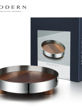 MODERN轻奢胡桃木北欧简约托盘收纳果盘甜品盘子ins风样板房摆件