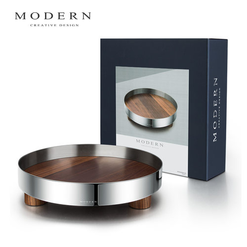 modern轻奢胡桃木北欧果盘样板房